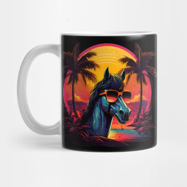 Retro Wave Arabian Horse Miami by Miami Neon Designs